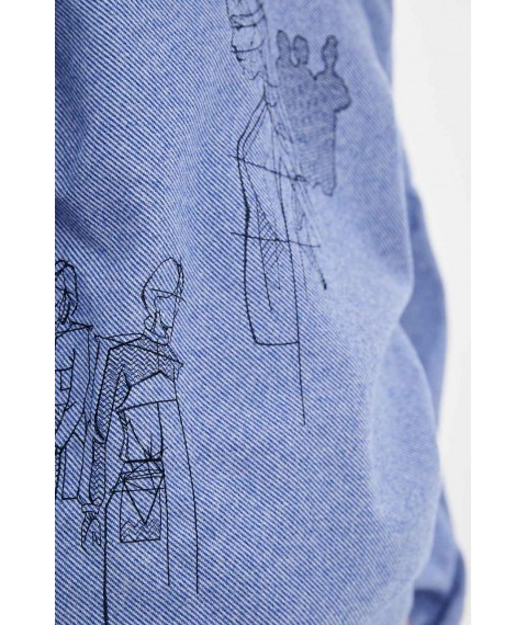 Женский свитшот голубой с объемными рукавами Modna KAZKA MKRM23382 42