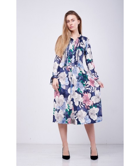 Платье женское дизайнерское синее Modna KAZKA Хризантема MKPR2541 52
