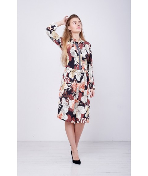 Платье женское коричневое шифоновое в цветы Modna KAZKA Пиаф MKPR1777-19З 50