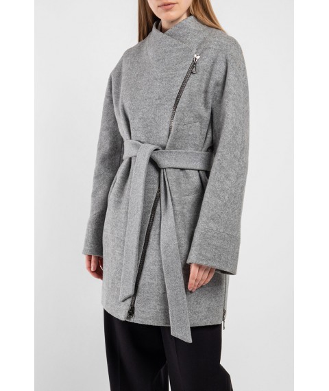 Пальто женское шерстяное серое короткое дизайнерське Modna KAZKA MKV-7049 Жоржен 48