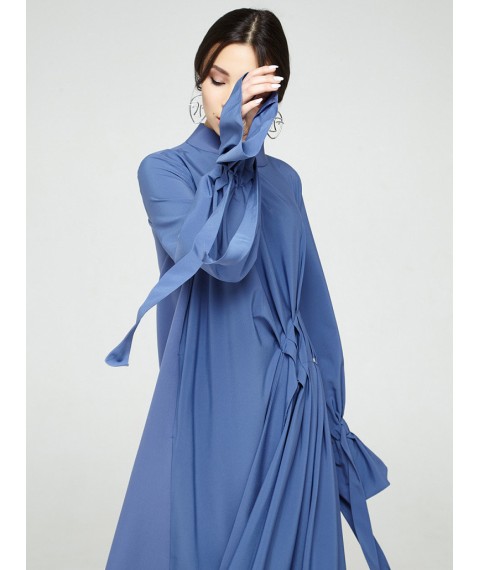 Женское платье синее дизайнерское асимметричного кроя Modna KAZKA MKSH2297-1 40