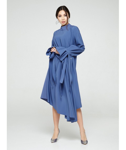 Женское платье синее дизайнерское асимметричного кроя Modna KAZKA MKSH2297 42