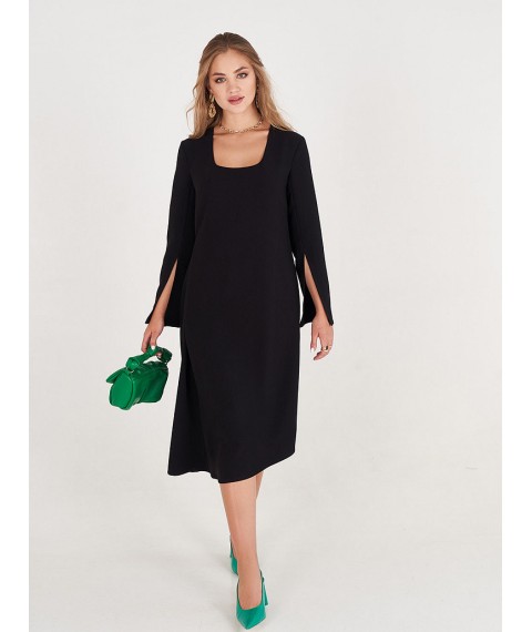 Платье женское черное с разрезами на рукавах Modna KAZKA MKSH2733-1 44