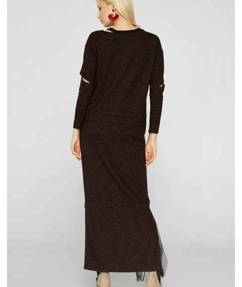 Женское платье с фатином длинное черное "Эдит" Modna KAZKA MKSH2222 42