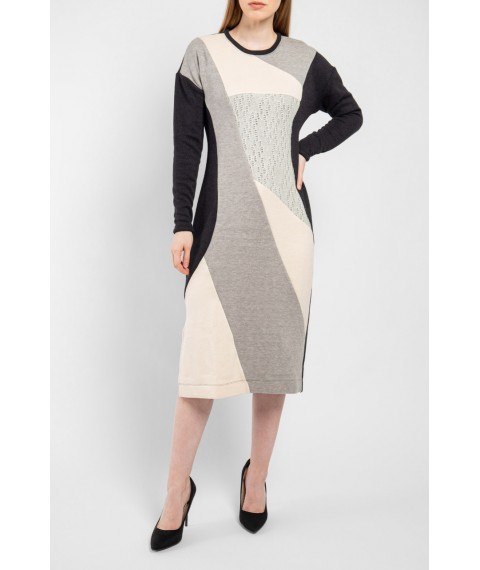 Платье женское бежево-серое стильное Ажур MKLT21-605 44