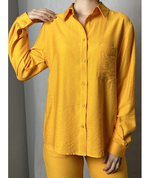 Рубашка женская льняная базовая манго Modna KAZKA MKAZ6452-5 46