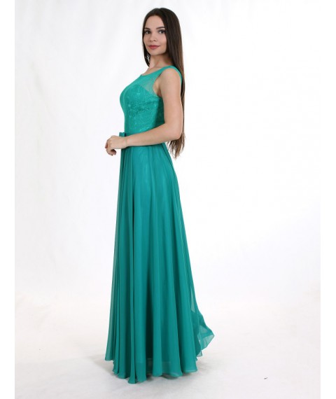 Платье женское зелёное вечернее дизайнерское длинное в пол Modna KAZKA MKENG2043-1 42
