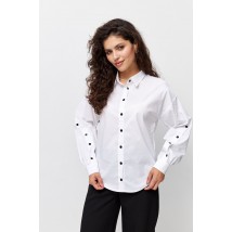 Женская рубашка с контрастным пуговицами в белом цвете Modna KAZKA 4135-1