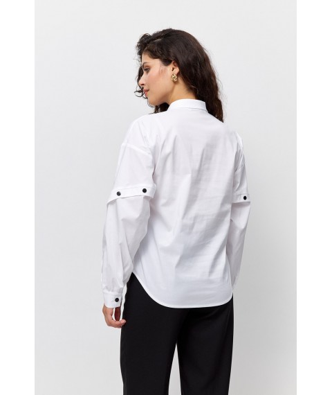 Женская рубашка с контрастным пуговицами в белом цвете Modna KAZKA 4135-1 46