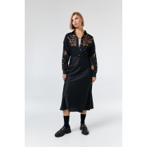 Женская рубашка с широкими рукавами и вышивкой черно-бронзовая Modna KAZKA 4134-2 52