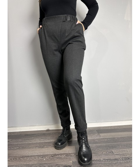 Женские классические брюки серые зауженные книзу большого размера MKJL1131011-1 56