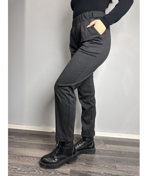 Женские классические брюки прямые графитовые большого размера MKJL1131011-1