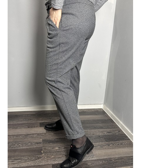 Женские тёплые твидовые брюки серо-чёрного цвета Modna KAZKA MKJL1090110-1