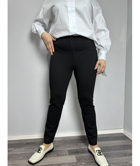 Женские классические брюки прямые черные на флисе большого размера Modna KAZKA MKJL10010-27