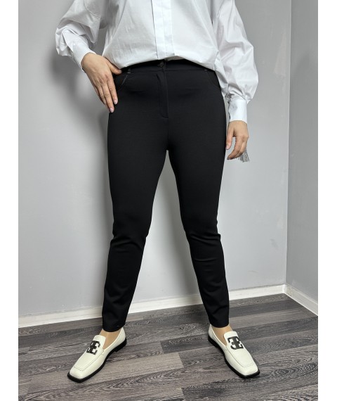 Женские классические брюки прямые черные на флисе большого размера Modna KAZKA MKJL10010-27