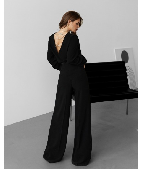 Блуза женская дизайнерская нарядная чёрная Modna KAZKA MKJL3090-1 50