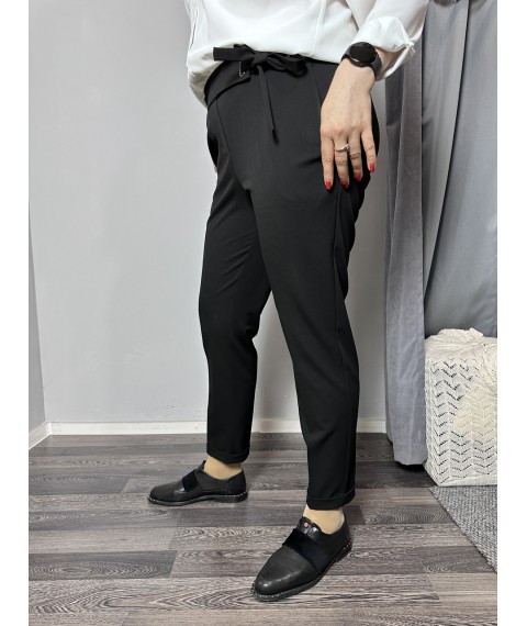 Женские классические брюки черные большого размера зауженные к низу Modna KAZKA MKJL1095-1