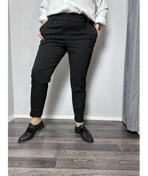 Женские классические брюки черные большого размера зауженные к низу Modna KAZKA MKJL1095-1