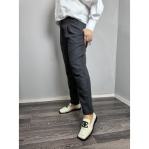 Женские брюки серого цвета на высокой посадке Modna KAZKA MKJL110900-1