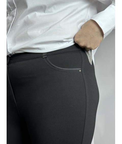 Женские классические брюки прямые черные на флисе большого размера Modna KAZKA MKJL10010-27 50