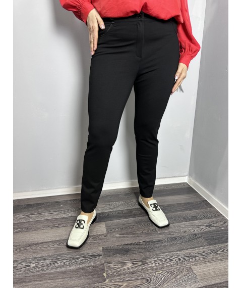 Женские классические брюки прямые черные на флисе большого размера Modna KAZKA MKJL10010-27 50