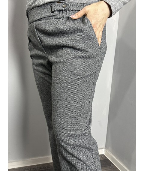 Женские твидовые брюки серо-чёрного цвета большого размера Modna KAZKA MKJL1090110-1 50