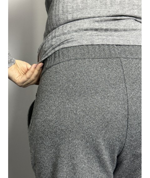 Женские твидовые брюки серо-чёрного цвета большого размера Modna KAZKA MKJL1090110-1 52