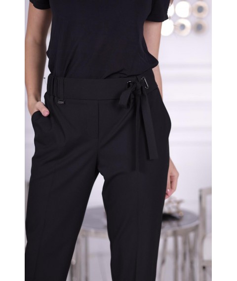 Женские классические брюки черные большого размера зауженные к низу Modna KAZKA MKJL1095-1 48