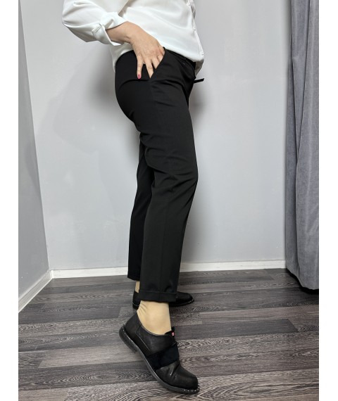Женские классические брюки черные большого размера зауженные к низу Modna KAZKA MKJL1095-1 54