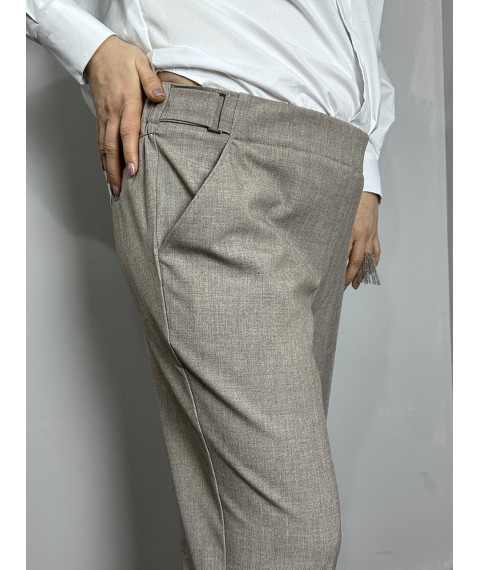 Женские брюки бежевые большого размера зауженные к низу Modna  KAZKA MKJL1108-1 56