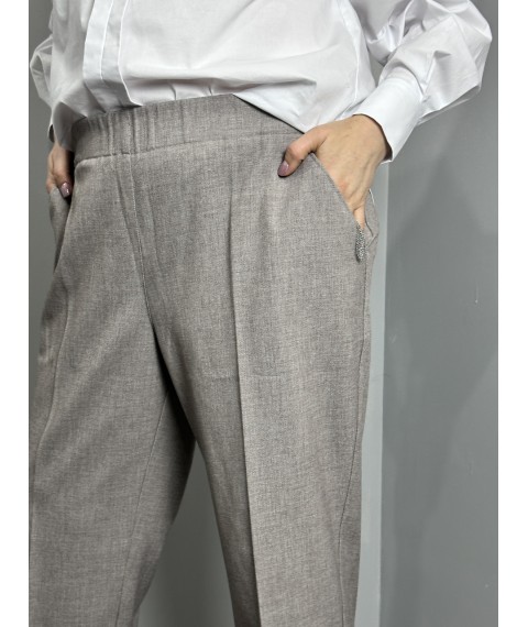 Женские брюки бежевые на резинке стильные Modna KAZKA MKJL1108-1 46