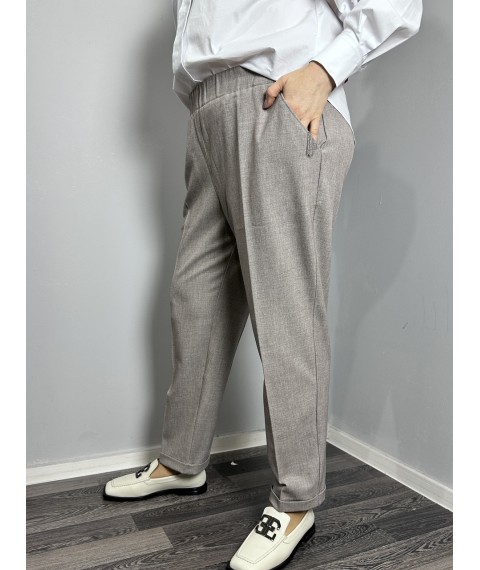 Женские брюки бежевые на резинке стильные Modna KAZKA MKJL1108-1 50
