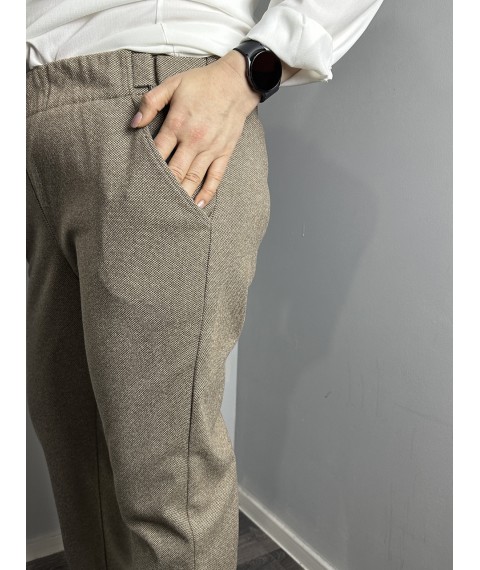 Женские твидовые брюки коричнево-серые большого размера Modna KAZKA MKJL109013-1 56