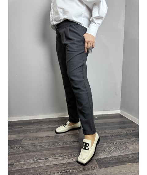Женские брюки серого цвета на высокой посадке большого размера Modna KAZKA MKJL110900-1 48