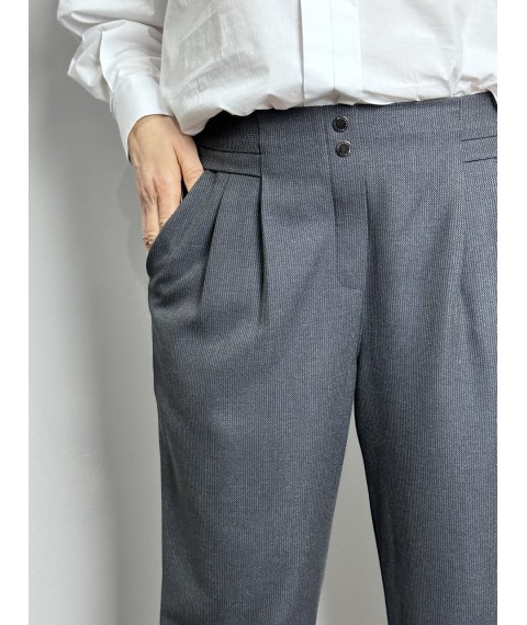 Женские брюки серого цвета на высокой посадке большого размера Modna KAZKA MKJL110900-1 54