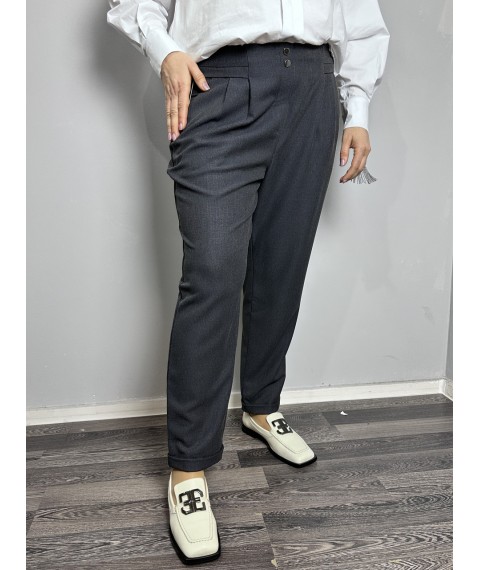 Женские брюки серого цвета на высокой посадке большого размера Modna KAZKA MKJL110900-1 52