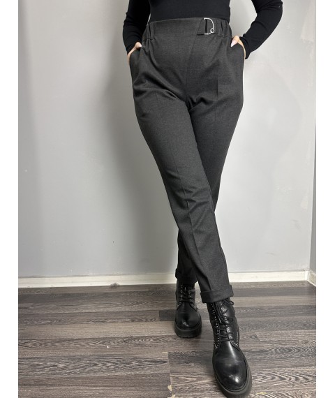Женские классические брюки графитовые зауженные книзу большого размера MKJL1131011-1 50