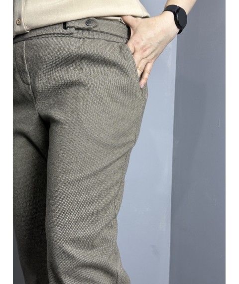 Женские твидовые брюки коричневые большого размера Modna KAZKA MKJL119013-1 52