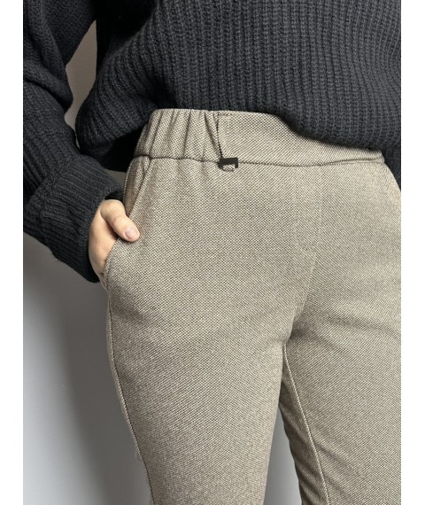 Женские твидовые брюки коричневые большого размера Modna KAZKA MKJL119013-1 56