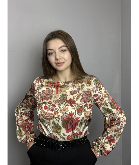 Блуза женская дизайнерская бежевая Modna KAZKA MKJL3029017-1