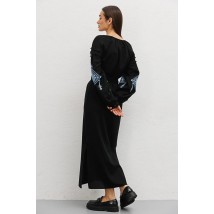 Женское вышитое крестиками платье чёрное с ромбами Modna KAZKA MKAR35050-2