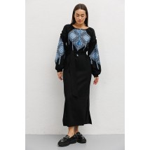 Женское вышитое крестиками платье чёрное с ромбами Modna KAZKA MKAR35050-2 42