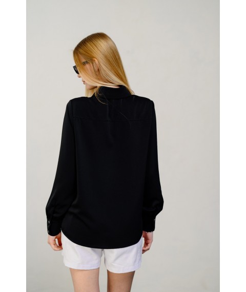 Блуза женская на пуговицы чёрная Modna KAZKA MKAZ6403-4 46
