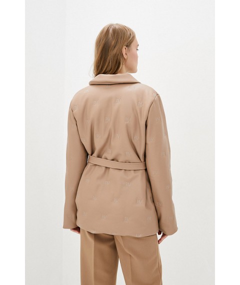 Куртка-пиджак женская трендовая из экокожи бежевая Modna KAZKA MKRM3022-1 44