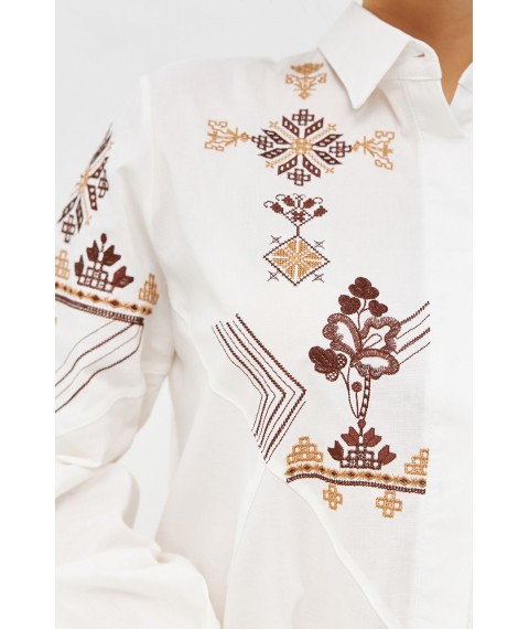 Рубашка женская патриотическая с вышивкой белая Modna KAZKA MKRM4073-4