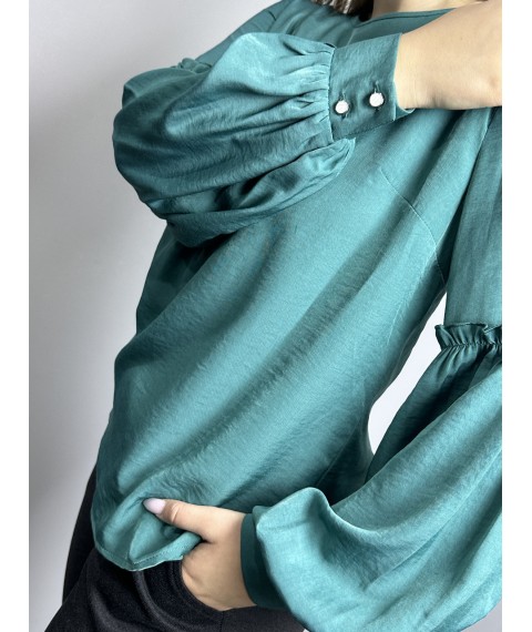 Блуза женская дизайнерская бирюзовая большогог размера Modna KAZKA MKJL302999-1 54