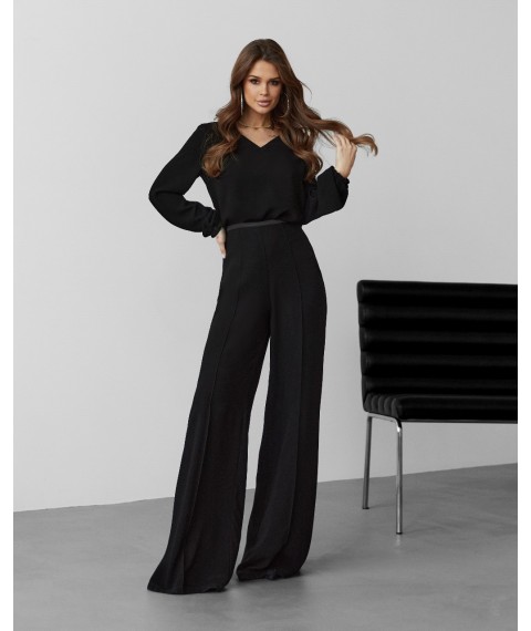 Блуза женская дизайнерская нарядная чёрная большого размера Modna KAZKA MKJL3090-1 56