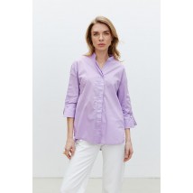 Женская рубашка с принтом из хлопка в сиреневом цвете Modna KAZKA  MKRM4130-2 48