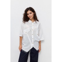 Женская рубашка с асимметричными краями белого цвета Modna KAZKA MKRM4123-1 46-48