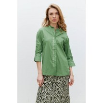 Женская рубашка с принтом из хлопка в зелёном цвете Modna KAZKA  MKRM4130-1 42